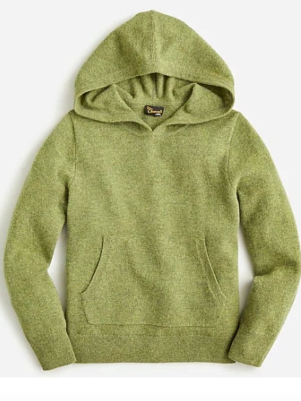 Kids’ Olive Green Cashmere Pullover Hoodie Size XL Knit for Crewcuts
